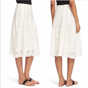 Joie Crista Eyelet Lace Midi Cotton Skirt NWT